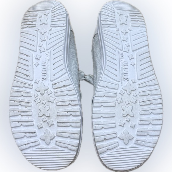 Hey Dude Wendy Stretch Sparkling White Shoes Women’s Size 8 - Picture 2 of 8